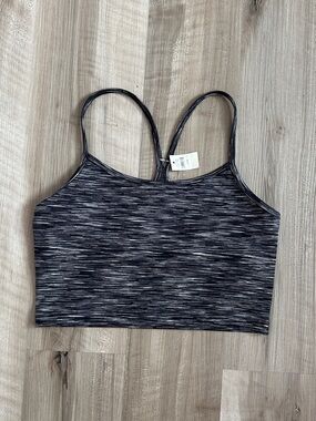 Women’s Heathered Black Strappy Crop Tank Top